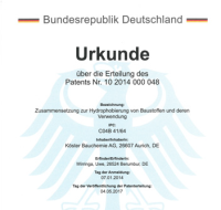 Patent Specification „Composition for Hydrophobizing Construction Materials and their application“